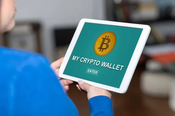 Tablet screen displaying a crypto wallet concept
